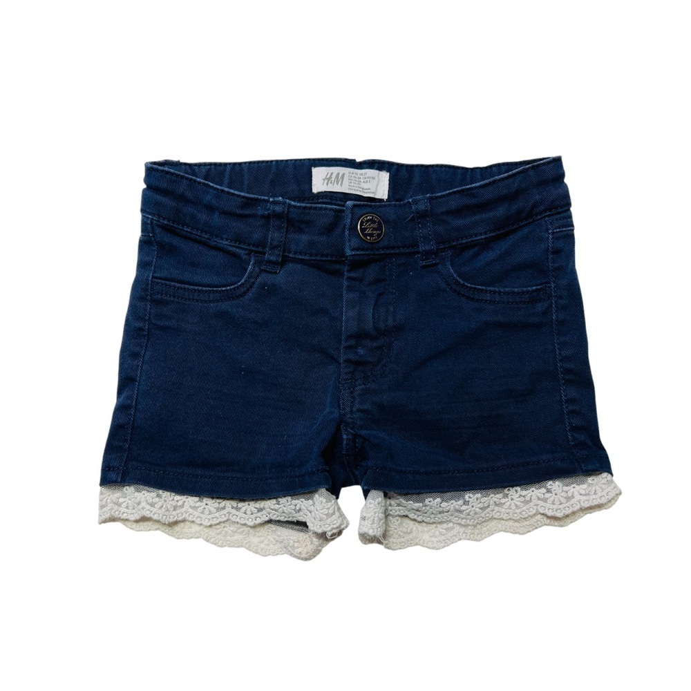 H&M‎ Blue and White Lace Trim Denim Shorts